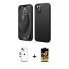 MARSİLYAN™- iPhone 14 Kılıf Kozmos Yansıma Özel Seri - Siyah Buffer Cam Ekran Koruyucu + Shine Kamera Lens - GD