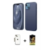 MARSİLYAN™- iPhone 14 Kılıf Kozmos Yansıma Özel Seri - Siyah Buffer Cam Ekran Koruyucu + Shine Kamera Lens - GD