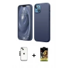 MARSİLYAN™- iPhone 14 Kılıf Kozmos Yansıma Özel Seri - Siyah Buffer Cam Ekran Koruyucu + Shine Kamera Lens - SH