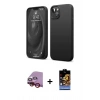 MARSİLYAN™- iPhone 14 Kılıf Kozmos Yansıma Özel Seri - Siyah Buffer Hayalet Cam Ekran Koruyucu + Raze Metal Kamera Lens - KI
