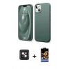 MARSİLYAN™- iPhone 14 Kılıf Kozmos Yansıma Özel Seri - Siyah Buffer Hayalet Cam Ekran Koruyucu + PVD Metal Kamera Lens - PE
