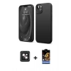 MARSİLYAN™- iPhone 14 Kılıf Kozmos Yansıma Özel Seri - Siyah Buffer Hayalet Cam Ekran Koruyucu + PVD Metal Kamera Lens - PE