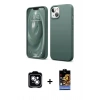 MARSİLYAN™- iPhone 14 Kılıf Kozmos Yansıma Özel Seri - Siyah Buffer Hayalet Cam Ekran Koruyucu + PVD Metal Kamera Lens - GS
