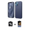 MARSİLYAN™- iPhone 14 Kılıf Kozmos Yansıma Özel Seri - Siyah Buffer Hayalet Cam Ekran Koruyucu + PVD Metal Kamera Lens - GS