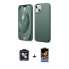 MARSİLYAN™- iPhone 14 Kılıf Kozmos Yansıma Özel Seri - Siyah Buffer Hayalet Cam Ekran Koruyucu + PVD Metal Kamera Lens - SH