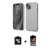 MARSİLYAN™- iPhone 14 Kılıf Kozmos Yansıma Özel Seri - Siyah Buffer Hayalet Cam Ekran Koruyucu + PVD Metal Kamera Lens - MI