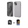 MARSİLYAN™- iPhone 14 Kılıf Kozmos Yansıma Özel Seri - Siyah Buffer Hayalet Cam Ekran Koruyucu + PVD Metal Kamera Lens - YL