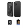 MARSİLYAN™- iPhone 14 Kılıf Kozmos Yansıma Özel Seri - Siyah Buffer Hayalet Cam Ekran Koruyucu + PVD Metal Kamera Lens - YL
