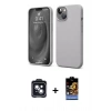 MARSİLYAN™- iPhone 14 Kılıf Kozmos Yansıma Özel Seri - Siyah Buffer Hayalet Cam Ekran Koruyucu + PVD Metal Kamera Lens - SH