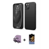MARSİLYAN™- iPhone 14 Kılıf Kozmos Yansıma Özel Seri - Siyah Buffer Hayalet Cam Ekran Koruyucu + Raze Metal Kamera Lens - SH