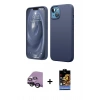 MARSİLYAN™- iPhone 14 Kılıf Kozmos Yansıma Özel Seri - Siyah Buffer Hayalet Cam Ekran Koruyucu + Raze Metal Kamera Lens - SH