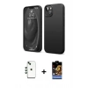 MARSİLYAN™- iPhone 14 Kılıf Kozmos Yansıma Özel Seri - Siyah Buffer Hayalet Cam Ekran Koruyucu + Shine Kamera Lens - YL