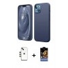 MARSİLYAN™- iPhone 14 Kılıf Kozmos Yansıma Özel Seri - Siyah Buffer Hayalet Cam Ekran Koruyucu + Shine Kamera Lens - YL