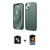 MARSİLYAN™- iPhone 14 Kılıf Kozmos Yansıma Özel Seri - Siyah Buffer Hayalet Cam Ekran Koruyucu + PVD Metal Kamera Lens - TU