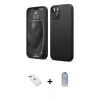 MARSİLYAN™- iPhone 14 Kılıf Kozmos Yansıma Özel Seri - Siyah Joko Magic 5D Cam + Diamond Kamera Lens - KI