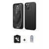 MARSİLYAN™- iPhone 14 Kılıf Kozmos Yansıma Özel Seri - Siyah Joko Magic 5D Cam + PVD Metal Kamera Lens - GS