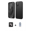 MARSİLYAN™- iPhone 14 Kılıf Kozmos Yansıma Özel Seri - Siyah Joko Magic 5D Cam + PVD Metal Kamera Lens - PE
