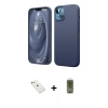 MARSİLYAN™- iPhone 14 Kılıf Kozmos Yansıma Özel Seri - Siyah Joko Magic 5D Hayalet Cam + Diamond Kamera Lens - SABE