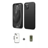 MARSİLYAN™- iPhone 14 Kılıf Kozmos Yansıma Özel Seri - Siyah Joko Magic 5D Hayalet Cam + Gümüş Shine Kamera Lens