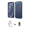 MARSİLYAN™- iPhone 14 Kılıf Kozmos Yansıma Özel Seri - Siyah Joko Magic 5D Hayalet Cam + Kırmızı Shine Kamera Lens