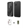 MARSİLYAN™- iPhone 14 Kılıf Kozmos Yansıma Özel Seri - Siyah Joko Magic 5D Hayalet Cam + Kırmızı Shine Kamera Lens