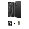 MARSİLYAN™- iPhone 14 Kılıf Kozmos Yansıma Özel Seri - Siyah Joko Magic 5D Hayalet Cam + Mavi PVD Metal Kamera Lens