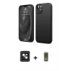 MARSİLYAN™- iPhone 14 Kılıf Kozmos Yansıma Özel Seri - Siyah Joko Magic 5D Hayalet Cam + PVD Metal Kamera Lens - PE