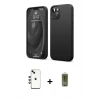 MARSİLYAN™- iPhone 14 Kılıf Kozmos Yansıma Özel Seri - Siyah Joko Magic 5D Hayalet Cam + Yeşil Shine Kamera Lens