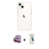 MARSİLYAN™- iPhone 14 Kılıf Kutup Klasik Serisi - Şeffaf Pasifik Cam Ekran Koruyucu + Raze Metal Kamera Lens - KI