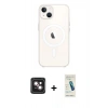 MARSİLYAN™- iPhone 14 Kılıf Kutup Klasik Serisi - Şeffaf Pasifik Cam Ekran Koruyucu + PVD Metal Kamera Lens - PE
