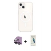 MARSİLYAN™- iPhone 14 Kılıf Kutup Klasik Serisi - Şeffaf Pasifik Cam Ekran Koruyucu + Raze Metal Kamera Lens - SH