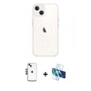MARSİLYAN™- iPhone 14 Kılıf Kutup Klasik Serisi - Siyah 3D Antistatik Cam Ekran Koruyucu + Shine Kamera Lens - SH