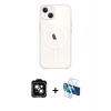 MARSİLYAN™- iPhone 14 Kılıf Kutup Klasik Serisi - Siyah 3D Antistatik Cam Ekran Koruyucu + PVD Metal Kamera Lens - TU