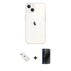 MARSİLYAN™- iPhone 14 Kılıf Kutup Klasik Serisi - Siyah 3D Antistatik Hayalet Cam Ekran Koruyucu + Diamond Kamera Lens - PE