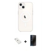 MARSİLYAN™- iPhone 14 Kılıf Kutup Klasik Serisi - Siyah 3D Antistatik Hayalet Cam Ekran Koruyucu + Diamond Kamera Lens - SABE