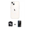 MARSİLYAN™- iPhone 14 Kılıf Kutup Klasik Serisi - Siyah 3D Antistatik Hayalet Cam Ekran Koruyucu + PVD Metal Kamera Lens - MI