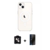 MARSİLYAN™- iPhone 14 Kılıf Kutup Klasik Serisi - Siyah 3D Antistatik Hayalet Cam Ekran Koruyucu + PVD Metal Kamera Lens - TU