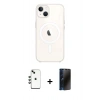 MARSİLYAN™- iPhone 14 Kılıf Kutup Klasik Serisi - Siyah 3D Antistatik Hayalet Cam Ekran Koruyucu + Shine Kamera Lens - YL