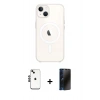 MARSİLYAN™- iPhone 14 Kılıf Kutup Klasik Serisi - Siyah 3D Antistatik Hayalet Cam Ekran Koruyucu + Shine Kamera Lens - SH