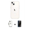 MARSİLYAN™- iPhone 14 Kılıf Kutup Klasik Serisi - Siyah 3D Antistatik Hayalet Cam Ekran Koruyucu + Shine Kamera Lens - GD
