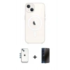 MARSİLYAN™- iPhone 14 Kılıf Kutup Klasik Serisi - Siyah 3D Antistatik Hayalet Cam Ekran Koruyucu + Shine Kamera Lens - MI
