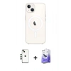 MARSİLYAN™- iPhone 14 Kılıf Kutup Klasik Serisi - Siyah Bilvis 5in1 5D Magic Hayalet Cam Ekran Koruyucu + Shine Kamera Lens - YL