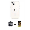 MARSİLYAN™- iPhone 14 Kılıf Kutup Klasik Serisi - Siyah Buffer Cam Ekran Koruyucu + PVD Metal Kamera Lens - SH