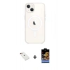 MARSİLYAN™- iPhone 14 Kılıf Kutup Klasik Serisi - Siyah Buffer Hayalet Cam Ekran Koruyucu + Kırmızı Diamond Kamera Lens
