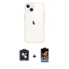 MARSİLYAN™- iPhone 14 Kılıf Kutup Klasik Serisi - Siyah Buffer Hayalet Cam Ekran Koruyucu + PVD Metal Kamera Lens - SH