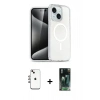 MARSİLYAN™- iPhone 14 Kılıf Nova Asil Prime - Şeffaf 360 Full Body Arka Koruyucu + Shine Kamera Lens - GI