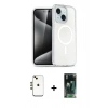 MARSİLYAN™- iPhone 14 Kılıf Nova Asil Prime - Şeffaf 360 Full Body Arka Koruyucu + Shine Kamera Lens - GD