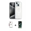 MARSİLYAN™- iPhone 14 Kılıf Nova Asil Prime - Şeffaf 360 Full Body Arka Koruyucu + Shine Kamera Lens - KI
