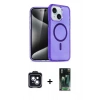 MARSİLYAN™- iPhone 14 Kılıf Nova Asil Prime - Şeffaf 360 Full Body Arka Koruyucu + PVD Metal Kamera Lens - SH