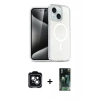 MARSİLYAN™- iPhone 14 Kılıf Nova Asil Prime - Şeffaf 360 Full Body Arka Koruyucu + PVD Metal Kamera Lens - YL